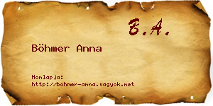 Böhmer Anna névjegykártya